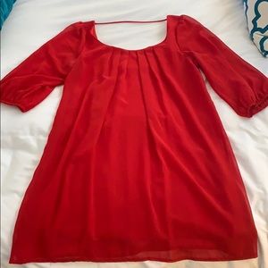 Red mid sleeve dress
